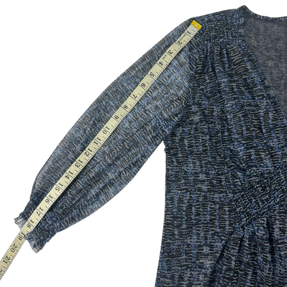 Women's By Anthropologie Gretchen Smocked V Neck Blouse, Size S, Blue - Picture 6 of 9